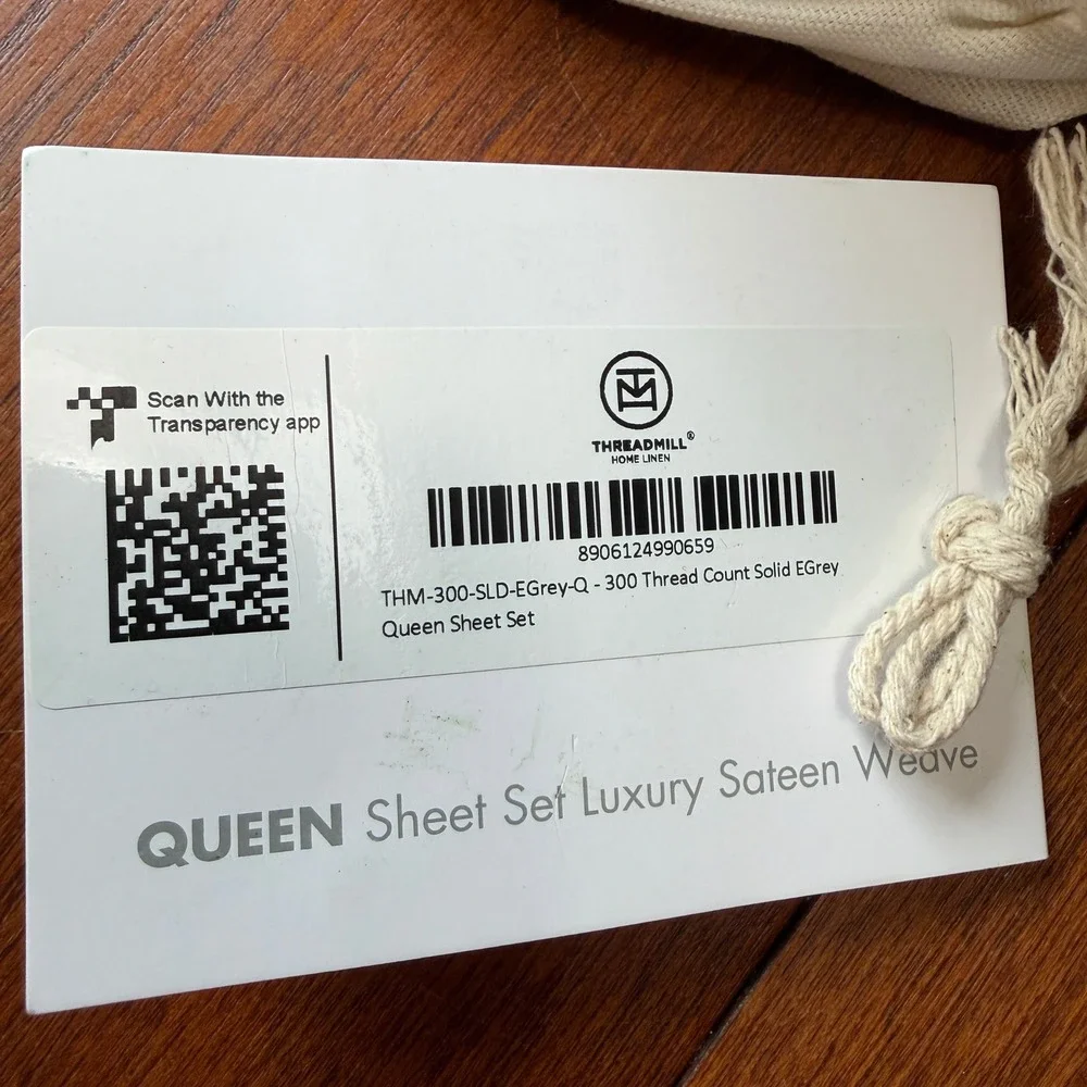 Threadmill 300TC Sateen Queen Sheet Set EGrey 100% Cotton 4pc Deep Pocket NEW